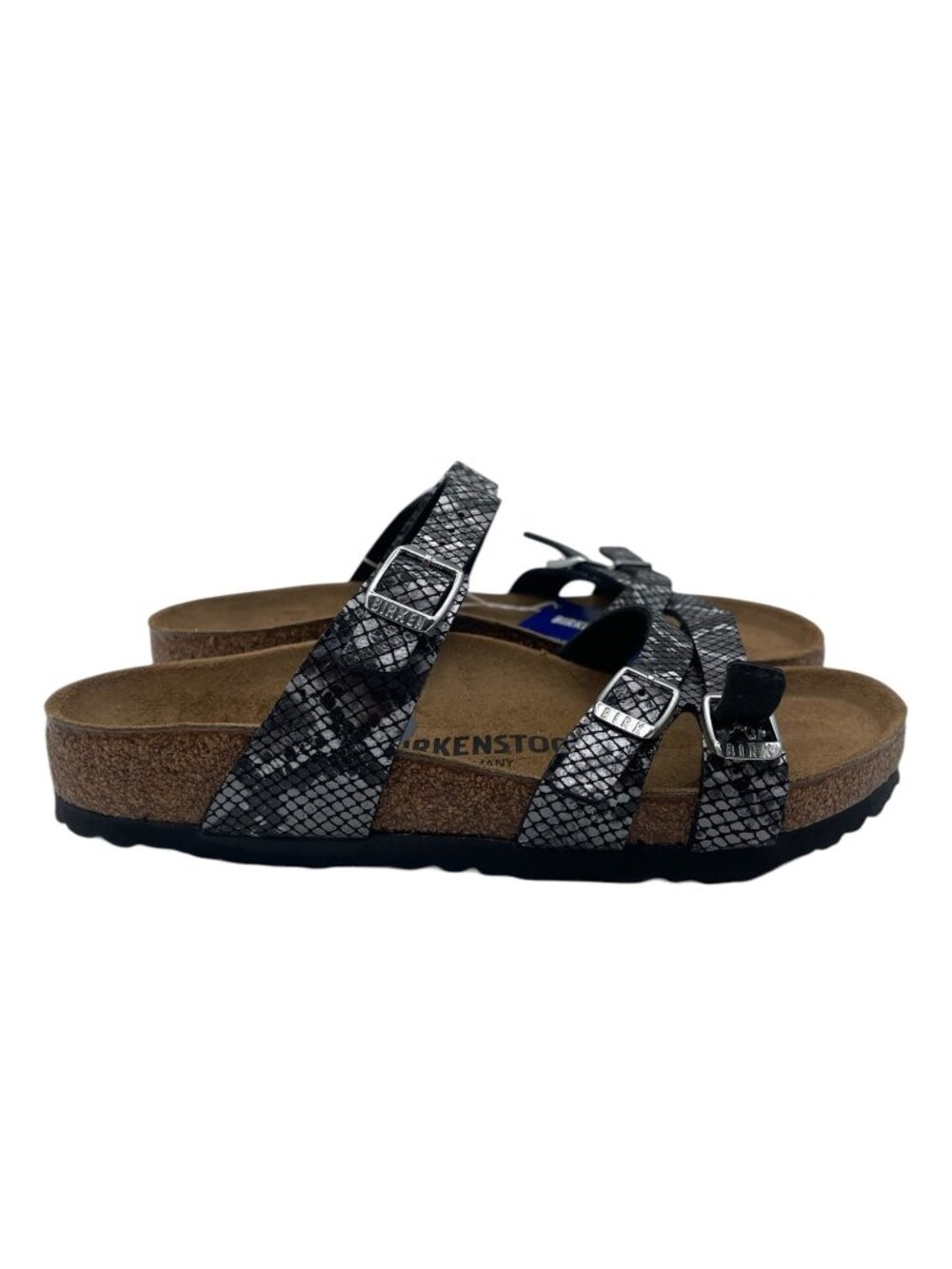 Birkenstock Franca Womens 7 EU 38 Python Birko-Flor Sandals Black Regular Fit
